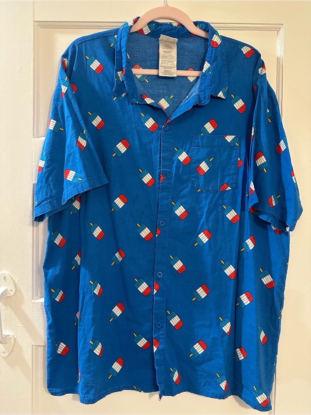 ILM Men's Button Up Short Sleeve Shirt Popsicle All Over Print